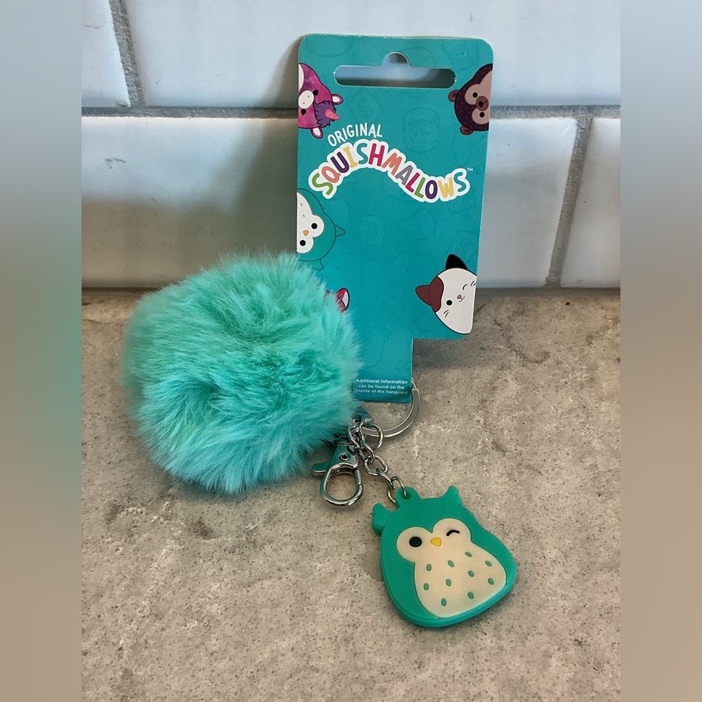 Squishmallows Winston Keychain with Pompom Bag Charm Key Ring Clip
